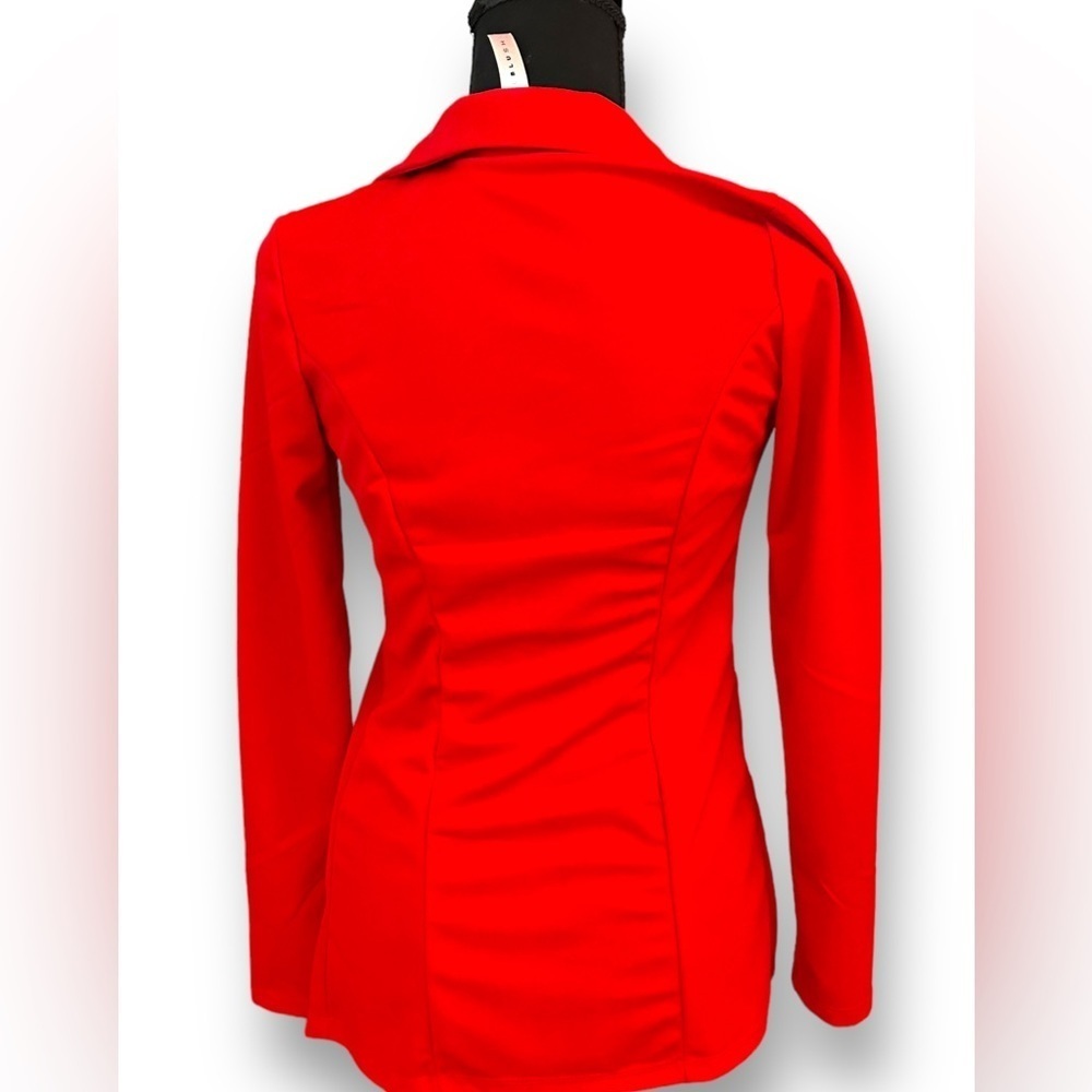 PinkBlush Red Tie Waist Blazer Open Front Stretch Workwear Jacket Small - Picture 6 of 7